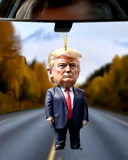 Cartoon Trump Pendant Acrylic Material Funny and Interesting Cartoon Pendant Suitable for Christmas Tree Cars Holiday DIY Gift