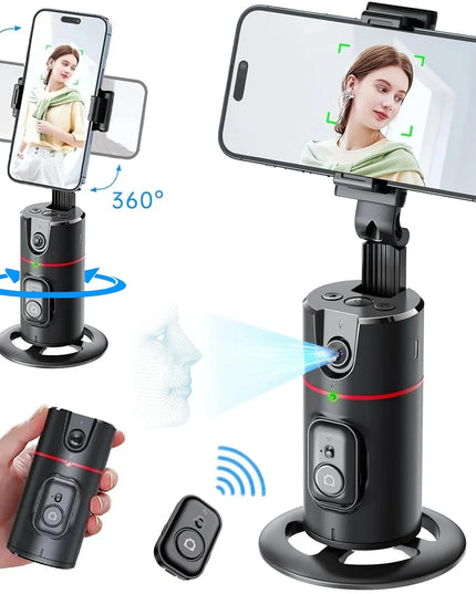 Auto Face Tracking Phone Holder Tripod, No App Required, 360° Rotation Smart Face Body Tracking Tripod Selfie Phone Camera Stand for TIK Tok, Vlog, Live Streaming, Youtube Video