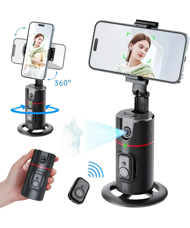 Auto Face Tracking Phone Holder Tripod, No App Required, 360° Rotation Smart Face Body Tracking Tripod Selfie Phone Camera Stand for TIK Tok, Vlog, Live Streaming, Youtube Video
