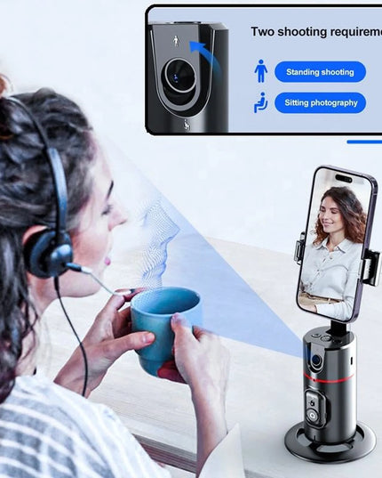 Auto Face Tracking Phone Holder Tripod, No App Required, 360° Rotation Smart Face Body Tracking Tripod Selfie Phone Camera Stand for TIK Tok, Vlog, Live Streaming, Youtube Video