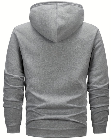 Men's 2pcs White Hoodie & Jogger Set - Casual Solid Color, Knit Polyester, with Pockets | Perfect for Fall/Winter Sports & Leisure