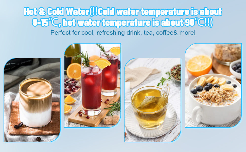 5 Gallon Hot and Cold Water Dispenser, Countertop Water Dispenser, Top Loading Hot & Cold Water Cooler Dispenser with 3 Temperature Settings, for Office, in The Desk Bedside Cabinet, Tea Table, Bar