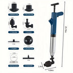 High Pressure Air Toilet Plunger Set, Stainless Steel Toilet Snake Toilet Unclogger, Air Drain Blaster Plunger for Kitchen Sink, Toilet, Bathroom, Clogged Pipe