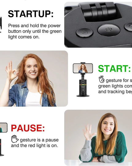 Auto Face Tracking Phone Holder Tripod, No App Required, 360° Rotation Smart Face Body Tracking Tripod Selfie Phone Camera Stand for TIK Tok, Vlog, Live Streaming, Youtube Video