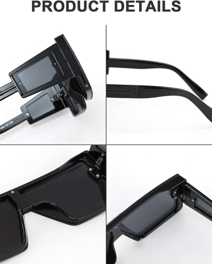 FEISEDY Square Oversized Flat Top Sunglasses with Side Lens Integrated for Women Men B4028