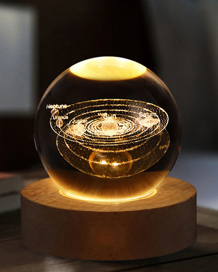 Crystal Ball Night Lights Glowing Planet Galaxy Astronaut 3D Moon Table Lamp USB Atmosphere Lamp Tabletop Decorations Kid Gifts