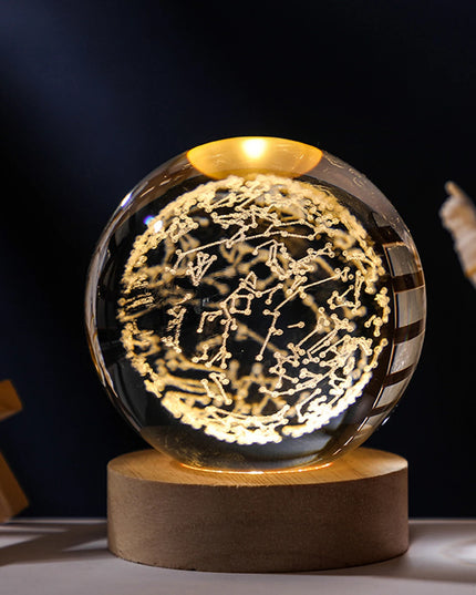 Crystal Ball Night Lights Glowing Planet Galaxy Astronaut 3D Moon Table Lamp USB Atmosphere Lamp Tabletop Decorations Kid Gifts