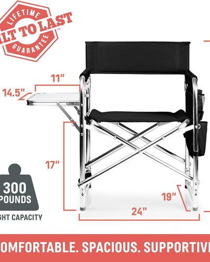 Sports Chair with Side Table, Camping Chair, Beach Chair, Camp Chair for Adults (Red)