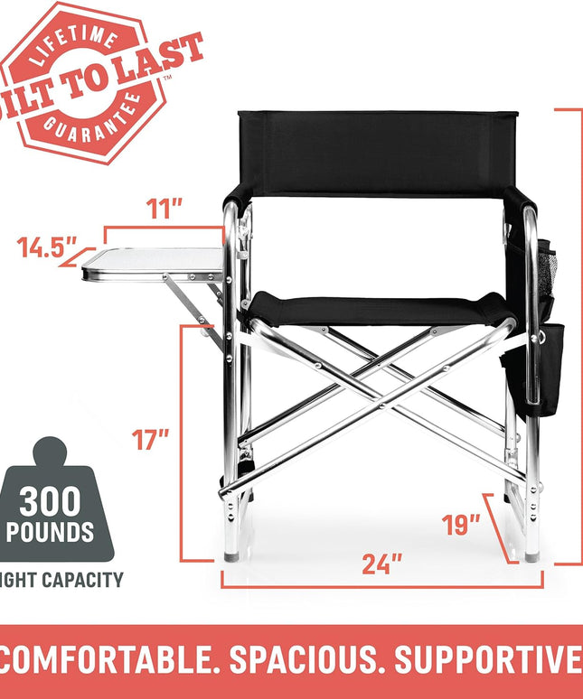 Sports Chair with Side Table, Camping Chair, Beach Chair, Camp Chair for Adults (Red)