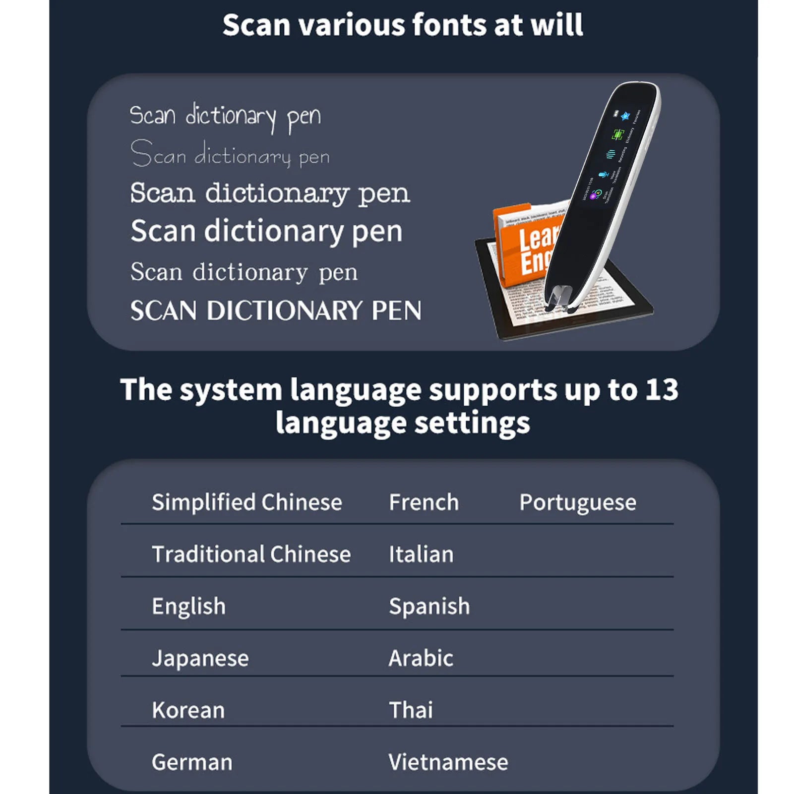 Smart Voice Translation Pen - International Edition with Wi-Fi and Scanning Features