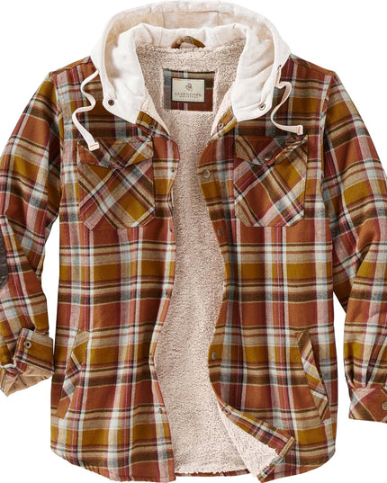 Men'S Camp Night Berber Lined Hooded Flannel Shirt Jacket