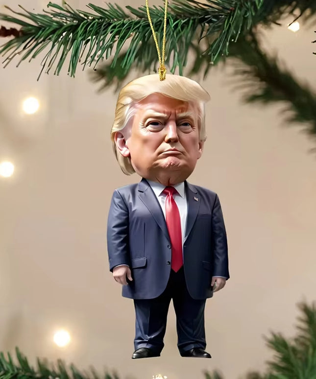 Cartoon Trump Pendant Acrylic Material Funny and Interesting Cartoon Pendant Suitable for Christmas Tree Cars Holiday DIY Gift