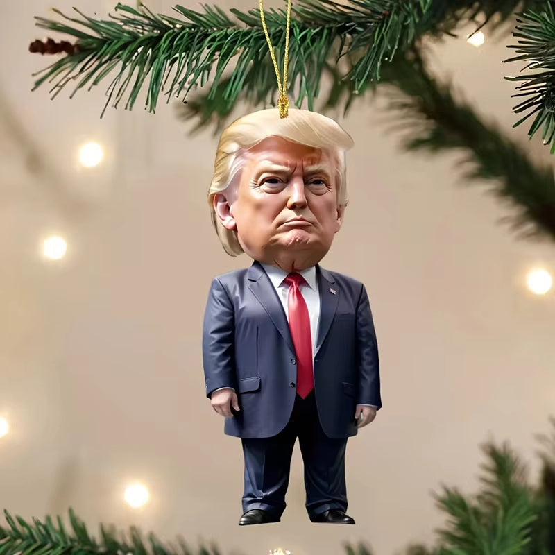 Cartoon Trump Pendant Acrylic Material Funny and Interesting Cartoon Pendant Suitable for Christmas Tree Cars Holiday DIY Gift