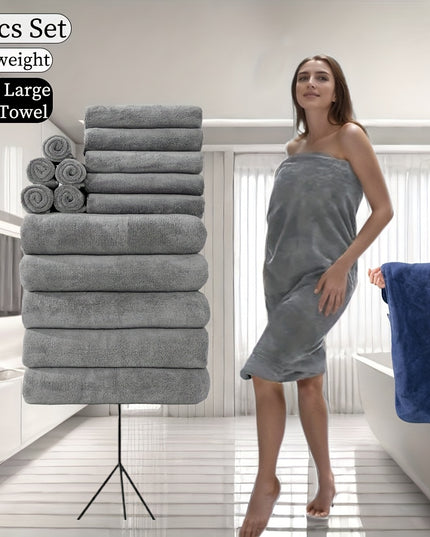 15pcs Ultra-Soft Microfiber Towel Set - Includes 300GSM Bath, Hand & Washcloths in Multiple Colors - Perfect for Home & Hotel Showers