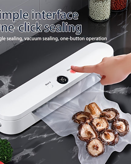 Compact One-button Automatic Vacuum Sealing Machine - Household Food Sealing Device for Vacuum Low Temperature Method and Dry Wet Food - Small Fresh-keeping Plastic Sealing Machine