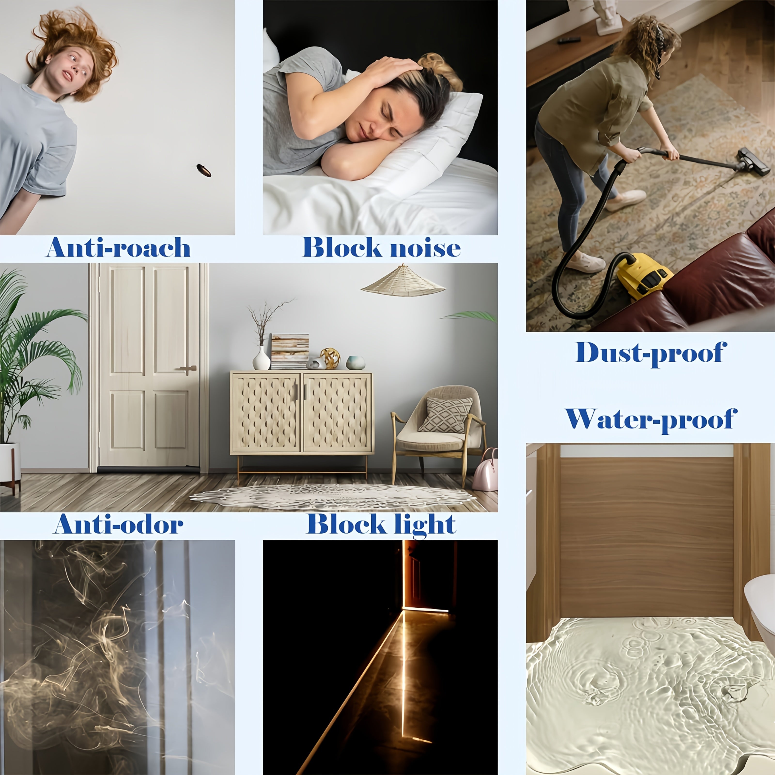 High Resistance Rubber and Fabric Soundproof Draft Stopper - 1 Under Door Energy Saving Waterproof Seal Strip, 36.61 Inch - for Bedroom Doors, Under Door Mount