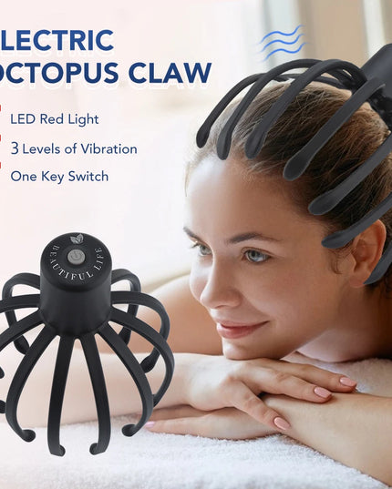 Electric Head Massager with Adjustable Settings, 12 TPE Massage Claws, USB Rechargeable Device