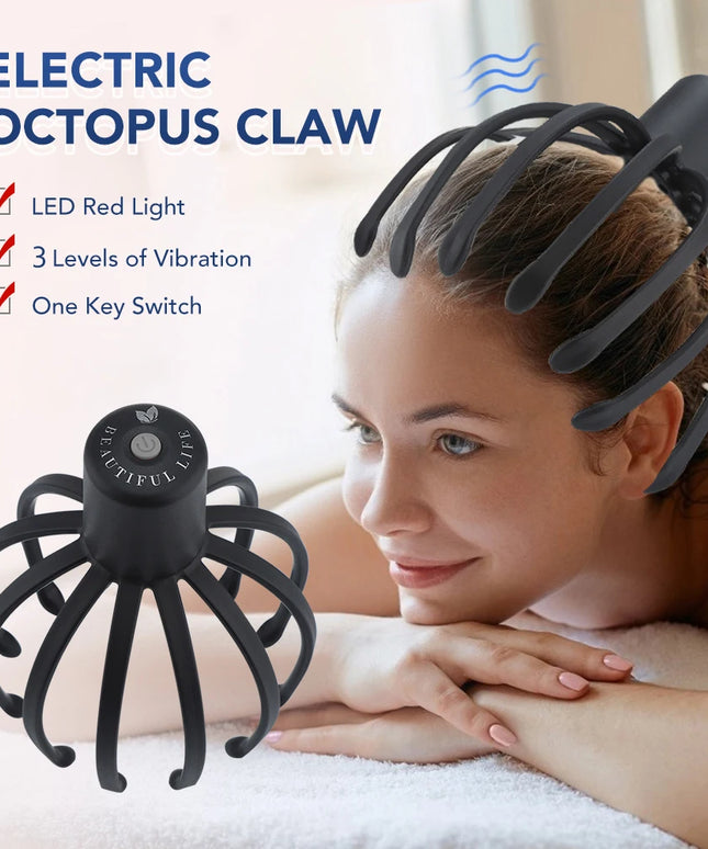 Electric Head Massager with Adjustable Settings, 12 TPE Massage Claws, USB Rechargeable Device