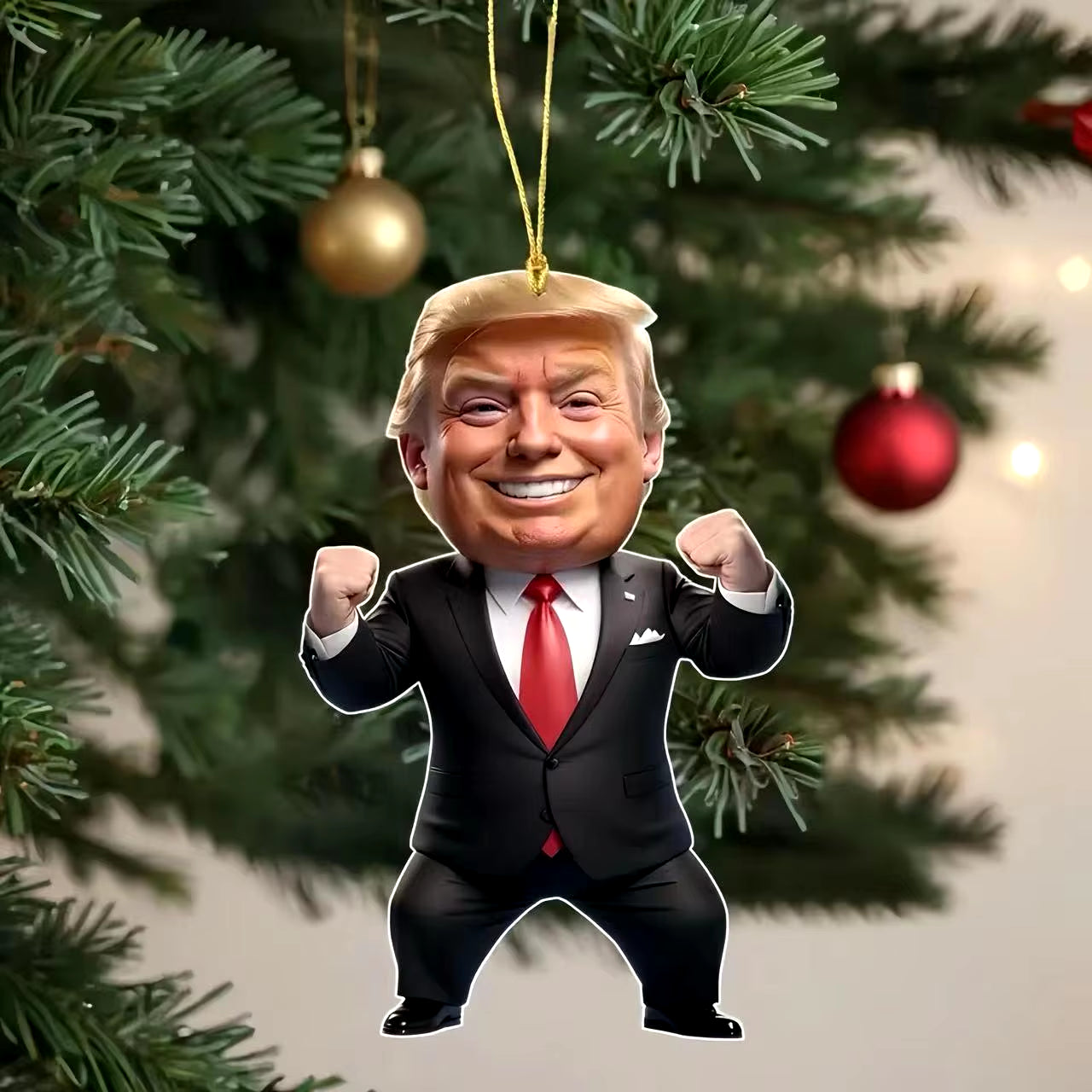 Cartoon Trump Pendant Acrylic Material Funny and Interesting Cartoon Pendant Suitable for Christmas Tree Cars Holiday DIY Gift