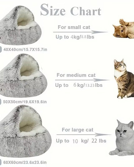 Winter Plush Pet Cat Bed round Cat Cushion Cat House 2 in 1 Warm Cats Basket Pet Sleep Bag Kitten Nest Kennel for Small Dog Cats