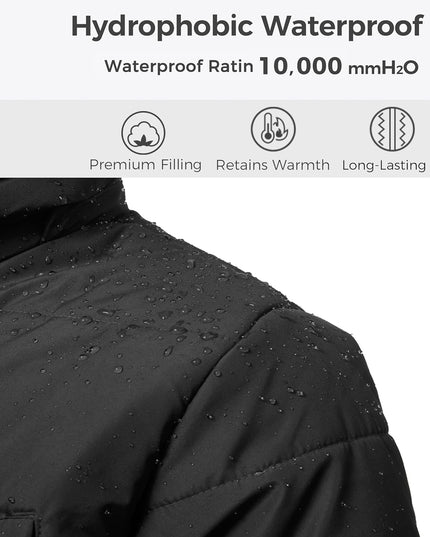 Men'S Thicken Puffer Jacket Padded Waterproof Warm Winter Coat with Hood