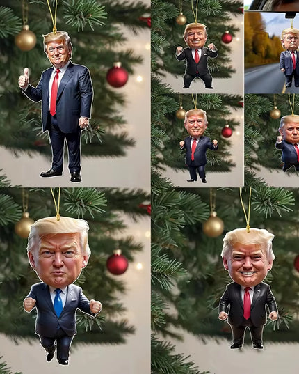 Cartoon Trump Pendant Acrylic Material Funny and Interesting Cartoon Pendant Suitable for Christmas Tree Cars Holiday DIY Gift