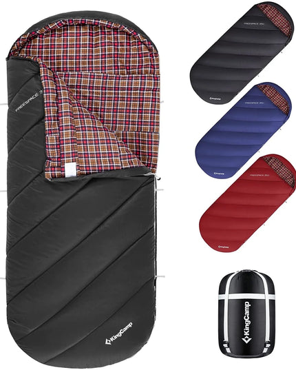 XL Camping Sleeping Bags 3 Seasons Oversized Lightweight Cotton Flannel Sleeping Bag Black