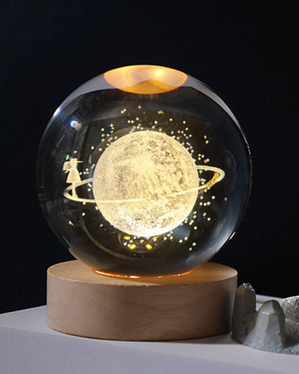 Crystal Ball Night Lights Glowing Planet Galaxy Astronaut 3D Moon Table Lamp USB Atmosphere Lamp Tabletop Decorations Kid Gifts