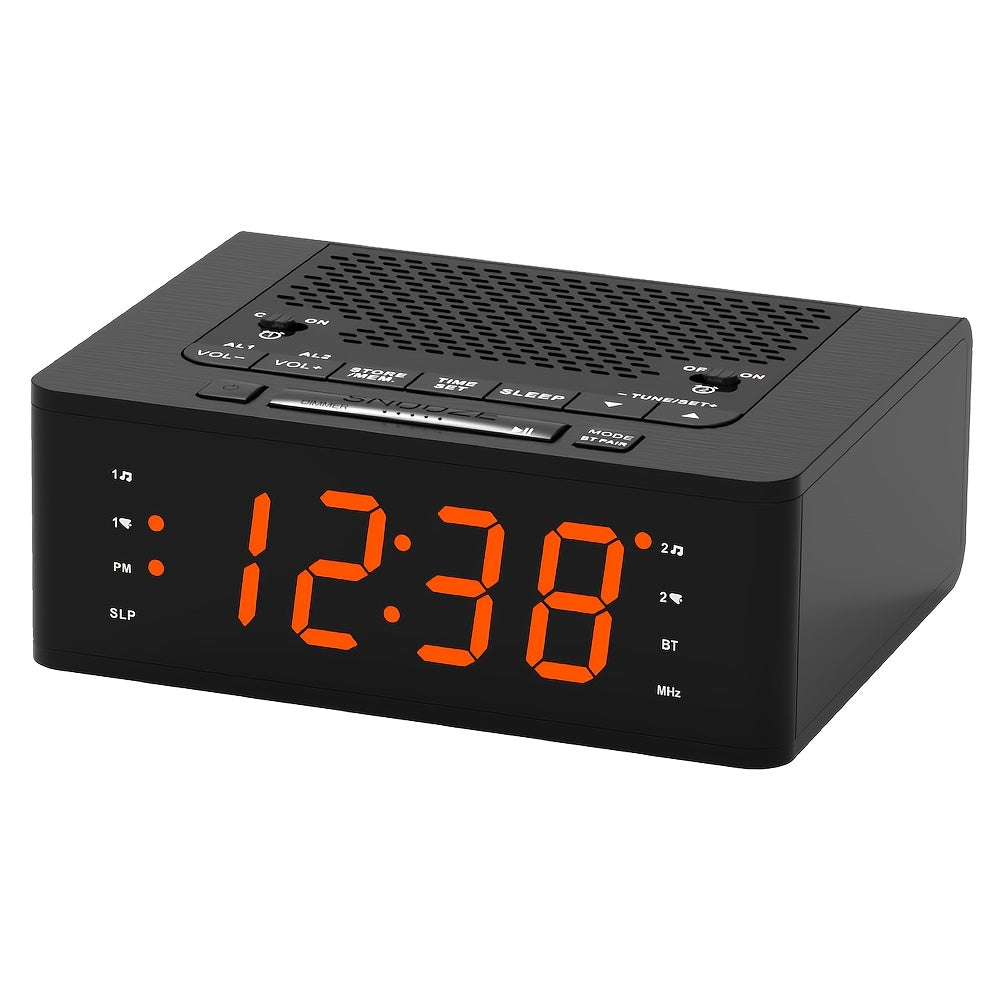 1pc USB Plug Alarm Clock for Bedroom with FM Radio, Wireless Connection, Dimmable LED Display, Sleep Timer, Adjustable Volume, Dual Alarm with ON/OFF Button, Bedside Clock for Adults Seniors ITOMA 515