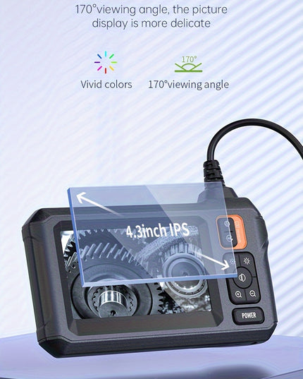 Inskam 4.3" IPS LCD Endoscope Camera, 8mm Single Lens,, ABS Material, Analog Display, Battery/USB Dual Power, 2000mAh Rechargeable Lithium Battery, ≤36V Operating Voltage, for Auto Repair & Plumbing