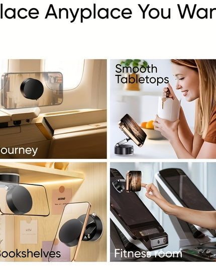 1pc Metal Vacuum Magnetic Suction Phone Holder, Strong Suction Cup Mount for Home, Car, Kitchen, Bathroom - Stable and Firm Grip, Home Gadget Organizer | Modern Phone Holder | Quality Suction Attachment, Phone Suction Grip