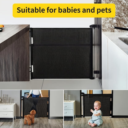 Retractable Baby Gate, Mesh Baby Gate Or Mesh Dog Gate, 33" Tall, Extends Up To 55" Wide - Child Safety Gate For Doorways, Stairs, Hallways, Indoor/Outdoor - For Parents & Pet Owners -  Provides Secure Containment - Ideal Gif