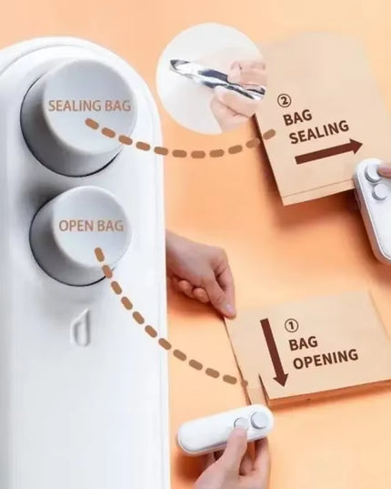 Portable Mini Sealer 2 in 1 Heat Sealer for Snacks Home Use Rechargeable Sealer Vacuum Sealer Snacks Plastic Bag Heat Sealer