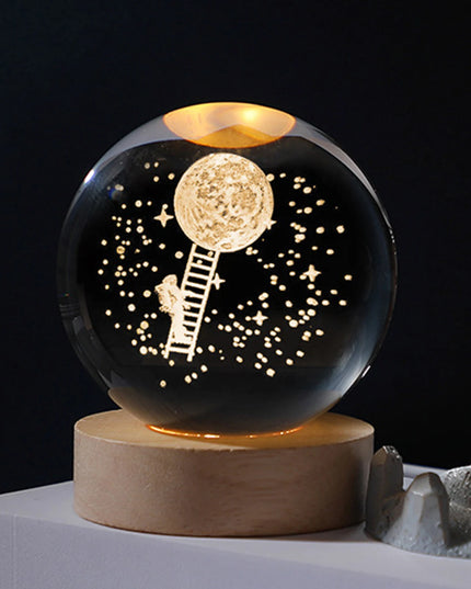 Crystal Ball Night Lights Glowing Planet Galaxy Astronaut 3D Moon Table Lamp USB Atmosphere Lamp Tabletop Decorations Kid Gifts