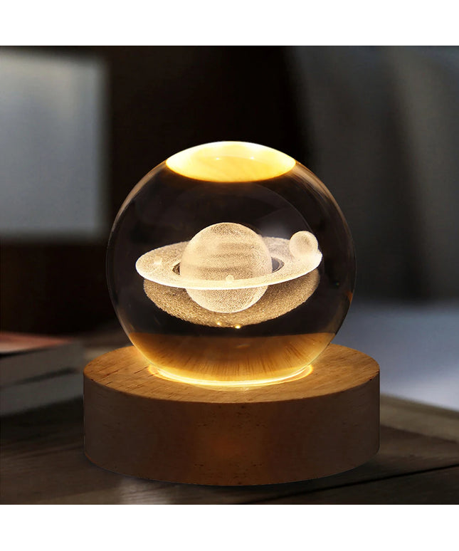 Crystal Ball Night Lights Glowing Planet Galaxy Astronaut 3D Moon Table Lamp USB Atmosphere Lamp Tabletop Decorations Kid Gifts