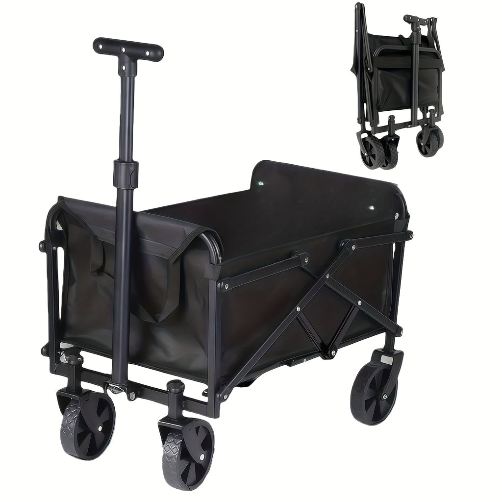 220LBS/ 450LBS/ 680LBS All Terrain Heavy Duty Folding Cart, Large Capacity Camper Suitable for Yard Shopping/ Sports/ Outdoor/ Gardening Equipment Handling, Black Multifunctional Utility Cart, Gardening Transport, Shopping Ca