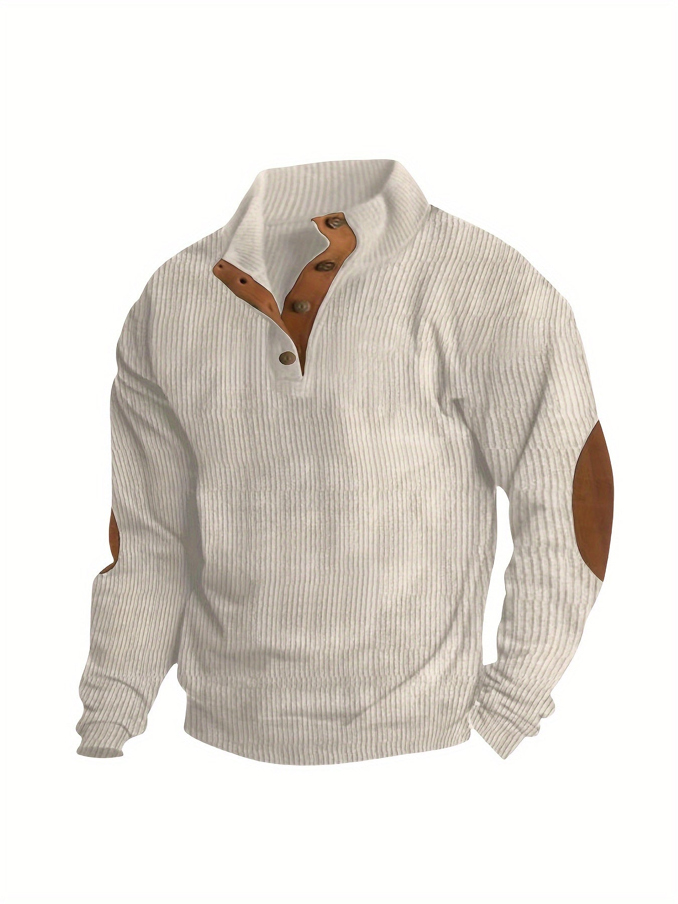 Men'S Casual Jacket for Autumn And Winter, Featuring a Loose Fit, Corduroy Fabric, Stand-Up Collar, Long Sleeves, And Button- Design.