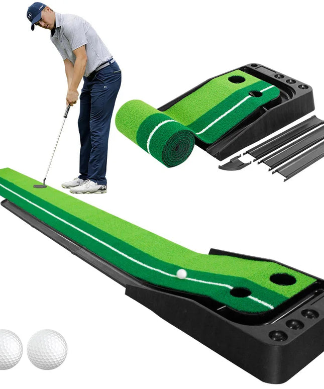 Indoor Golf Putting Green with Ball Return Automatic Portable Golf Game Practice Training Aid for Home/Backyard Use 2 Balls Free