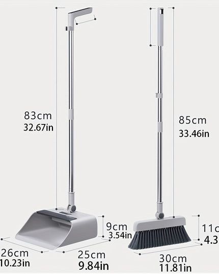 3 In1 Set, Household Broom And Dustpan Set, Long Handle Floor Cleaning Broom Dustpan Set, Rotatable Broom And Dustpan With Comb Tooth, Non-stick Hair, To Remove Dust And Garbage, For Home, Kitchen, Office, Cleaning Tool, Clea