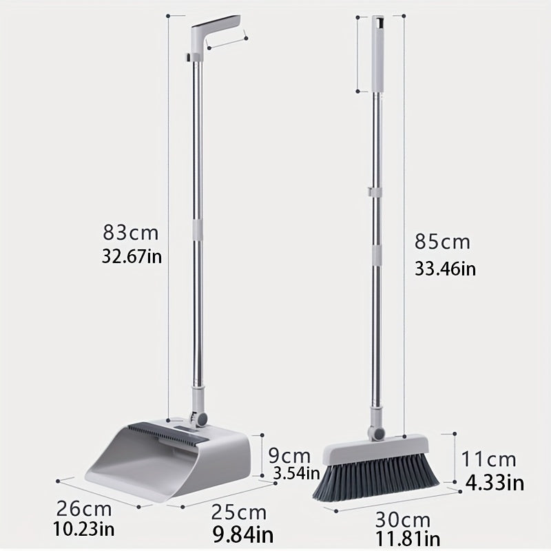 3 In1 Set, Household Broom And Dustpan Set, Long Handle Floor Cleaning Broom Dustpan Set, Rotatable Broom And Dustpan With Comb Tooth, Non-stick Hair, To Remove Dust And Garbage, For Home, Kitchen, Office, Cleaning Tool, Clea