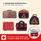 Thrive Emergency Car Kits for Vehicles - Roadside Emergency Car Kit (104 Pieces) - Car Kits for Emergency - Roadside Car Kit with Jumper Cables and Mini First Aid Kit - Gray Bag