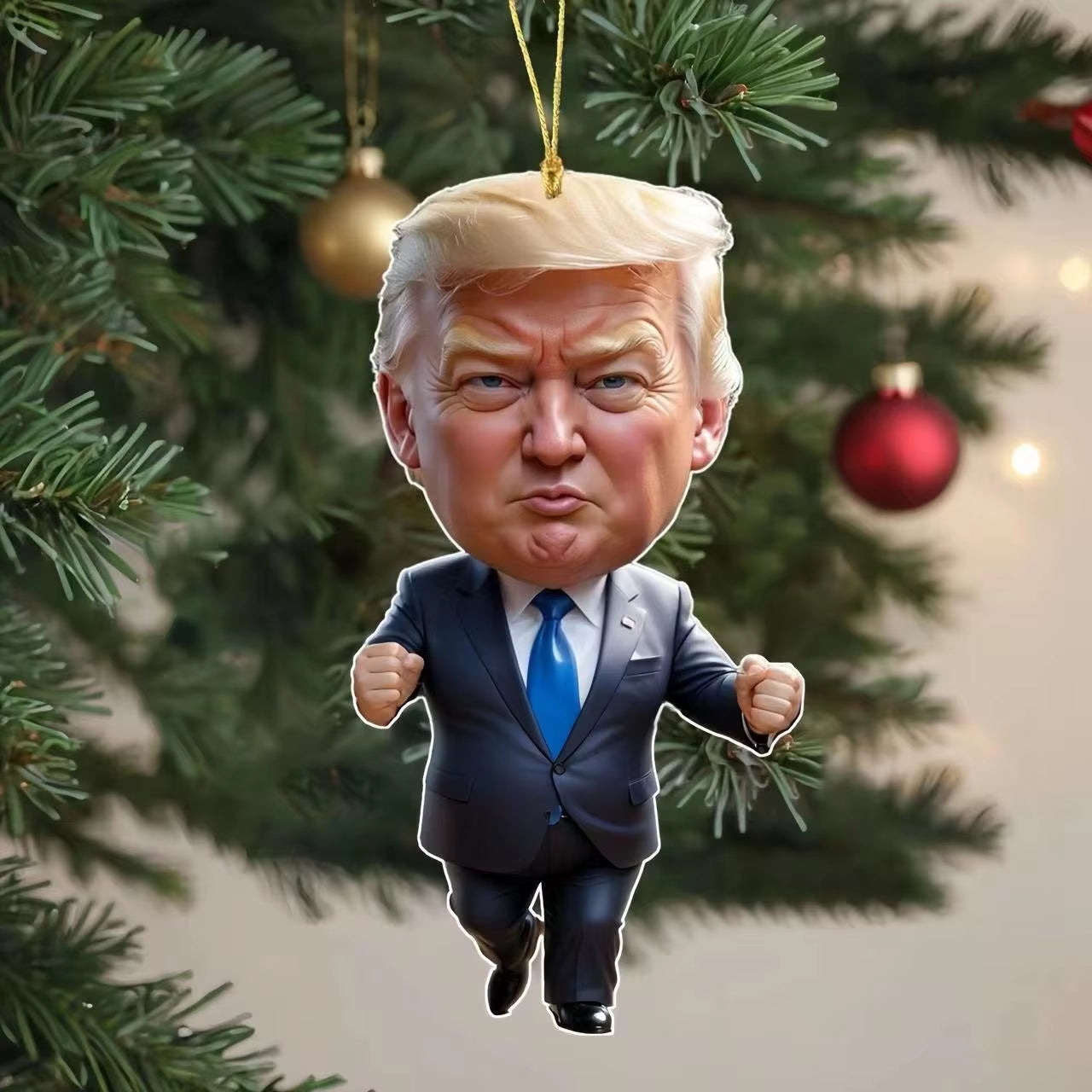 Cartoon Trump Pendant Acrylic Material Funny and Interesting Cartoon Pendant Suitable for Christmas Tree Cars Holiday DIY Gift