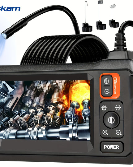 Inskam 4.3" IPS LCD Endoscope Camera, 8mm Single Lens,, ABS Material, Analog Display, Battery/USB Dual Power, 2000mAh Rechargeable Lithium Battery, ≤36V Operating Voltage, for Auto Repair & Plumbing