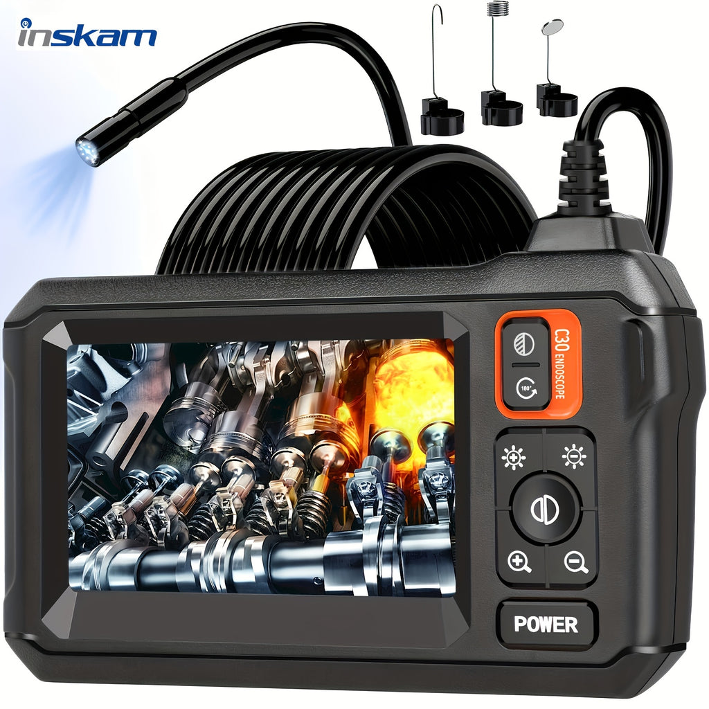 Inskam 4.3" IPS LCD Endoscope Camera, 8mm Single Lens,, ABS Material, Analog Display, Battery/USB Dual Power, 2000mAh Rechargeable Lithium Battery, ≤36V Operating Voltage, for Auto Repair & Plumbing