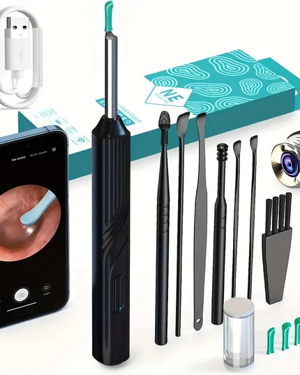 Smart Visual Ear Cleaner with 1296P Otoscope and USB-C Charging, Mini Camera Ear Wax Removal Tool and Health Care Set