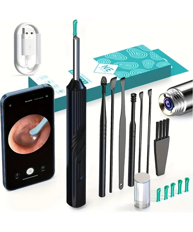 Smart Visual Ear Cleaner with 1296P Otoscope and USB-C Charging, Mini Camera Ear Wax Removal Tool and Health Care Set