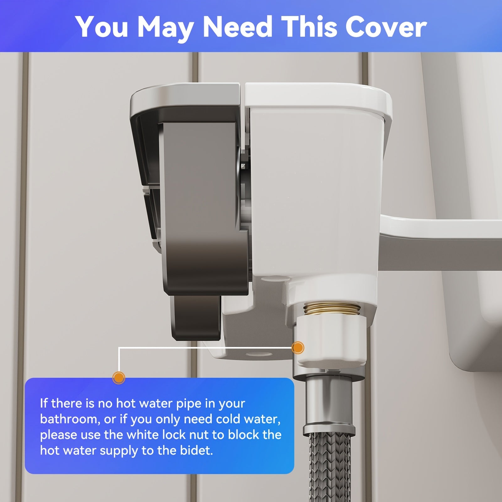 Bidet Attachment for Toilet with Hot and Cold Sprayer, Rear and Female Wash, Self-Clean Dual Nozzles, Adjustable Water Temperature and Pressure, Easy Installation, Non-electric Hygienic Toilet Accessories, Compatible with Mos