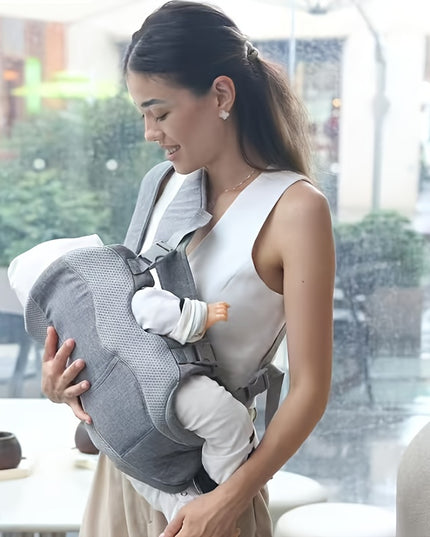 Ergonomic Baby Carrier, Multi-functional Polyester Front Carry Wrap, Adjustable Buckle Closure, Supports Up to 35lbs, for Newborns & Toddlers, Fits 0-3 Years Old