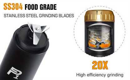 USB Rechargeable Electric Tobacco Herb Grinder 1pc with Quick Grinding, Cone Loader, Portable Storage Bag Included - Smoking Accessories