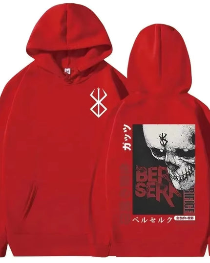 Men's Casual Oversized Hoodie - Anime Berserk Guts Graphic Print with Swordsman Casca and Brand of Sacrifice Zodd Design